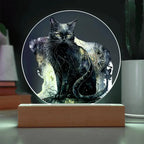 Midnight Purr: Black Cat's Acrylic Plaque Halloween Decor