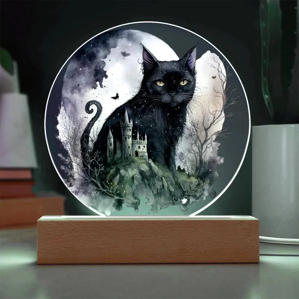 Feline's Halloween Haunt: Acrylic Plaque Halloween Lighted Decor