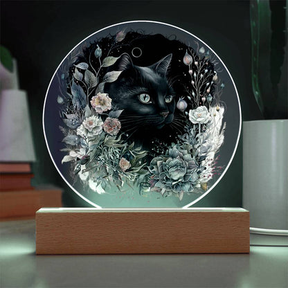 Moonlit Mystery: Black Cat Acrylic Plaque Showcase - Mallard Moon Gift Shop