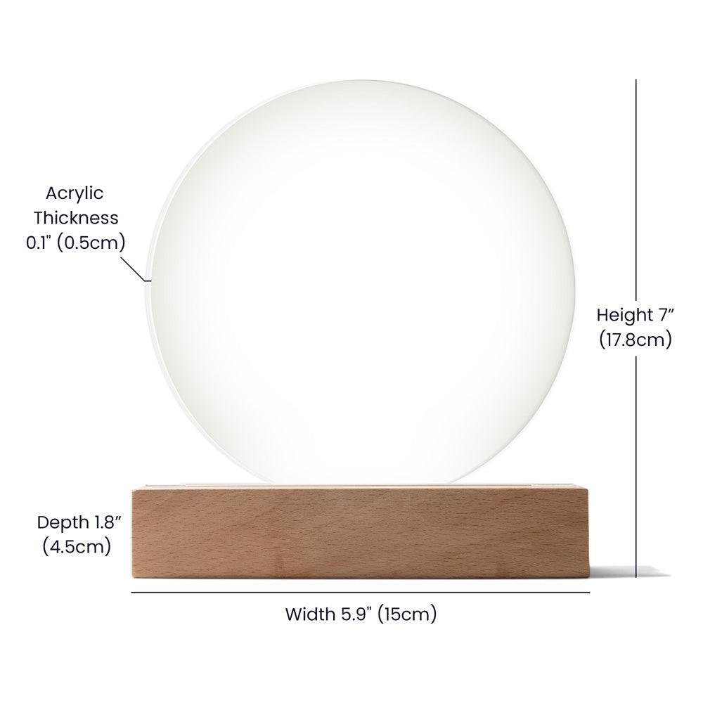 Pumpkin Stained-Glass Fall, Halloween, or Thanksgiving Home Decor Round Acrylic Plaque with Lighted LED Wooden Base - Mallard Moon Gift Shop