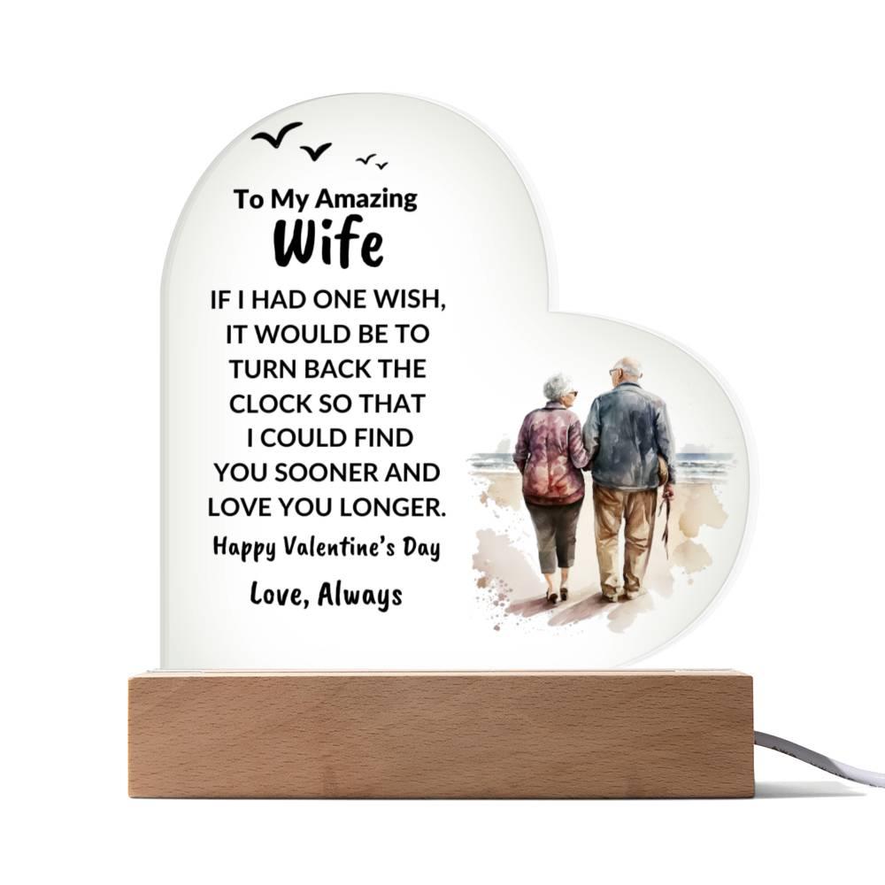 Gift for Wife Love You Longer Anniversary Birthday Valentine's Day Acrylic Heart Plaque - Mallard Moon Gift Shop