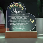To My Mom – Heart-Shaped Sunflower Acrylic Plaque from Daughter | A Sweet Gift from God