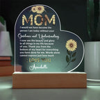 To My Mom – Heart-Shaped Sunflower Acrylic Plaque with Message of Gratitude from Daughter | A Beautiful Tribute to Your Guidance and Understanding