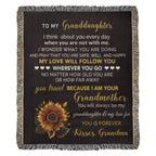 To My Granddaughter My Love Will Follow You Personalized Heirloom Woven Blanket