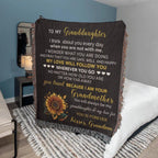 To My Granddaughter My Love Will Follow You Personalized Heirloom Woven Blanket
