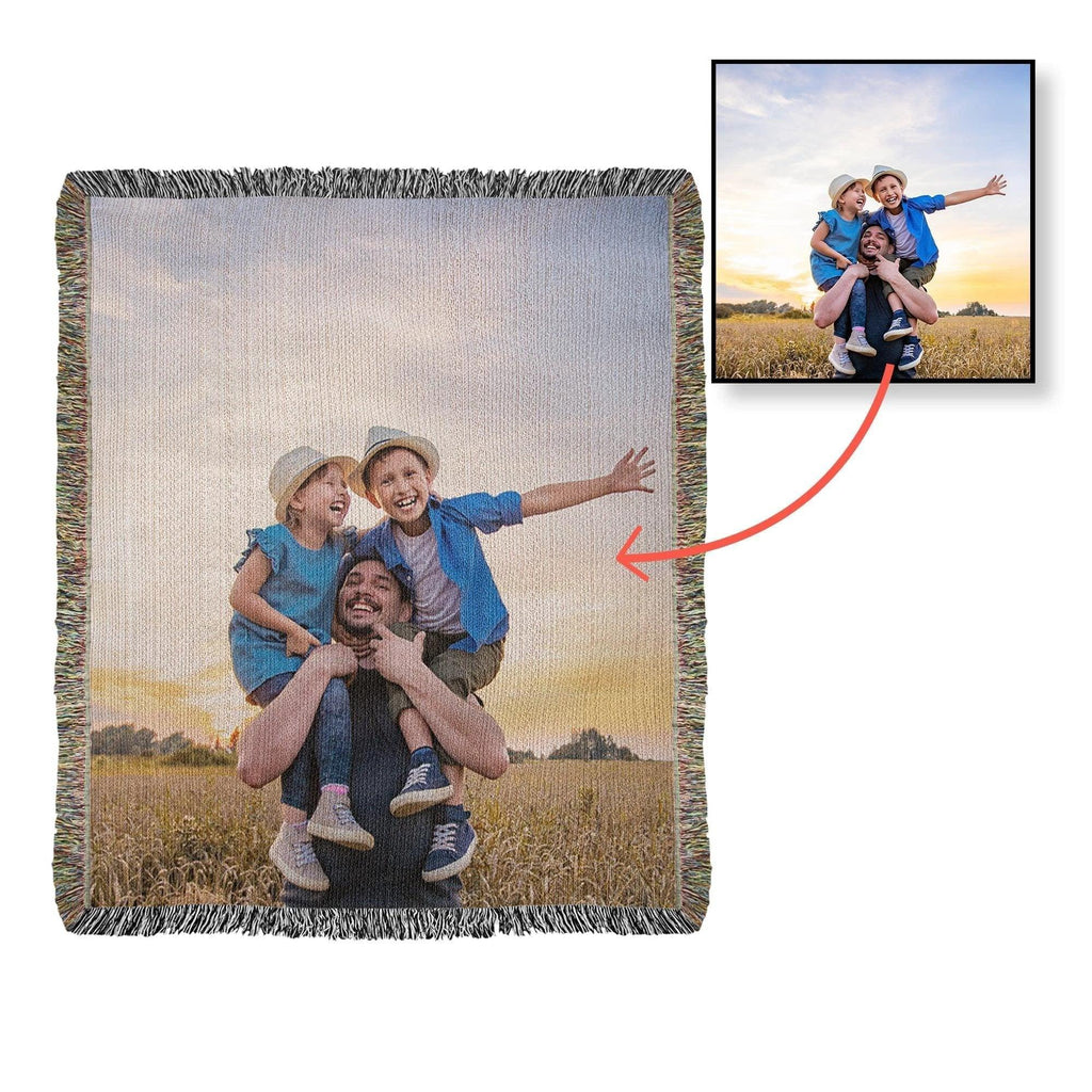 Gift for Dad, Mom, Grandparents - Personalized Photo Upload Heirloom Blanket