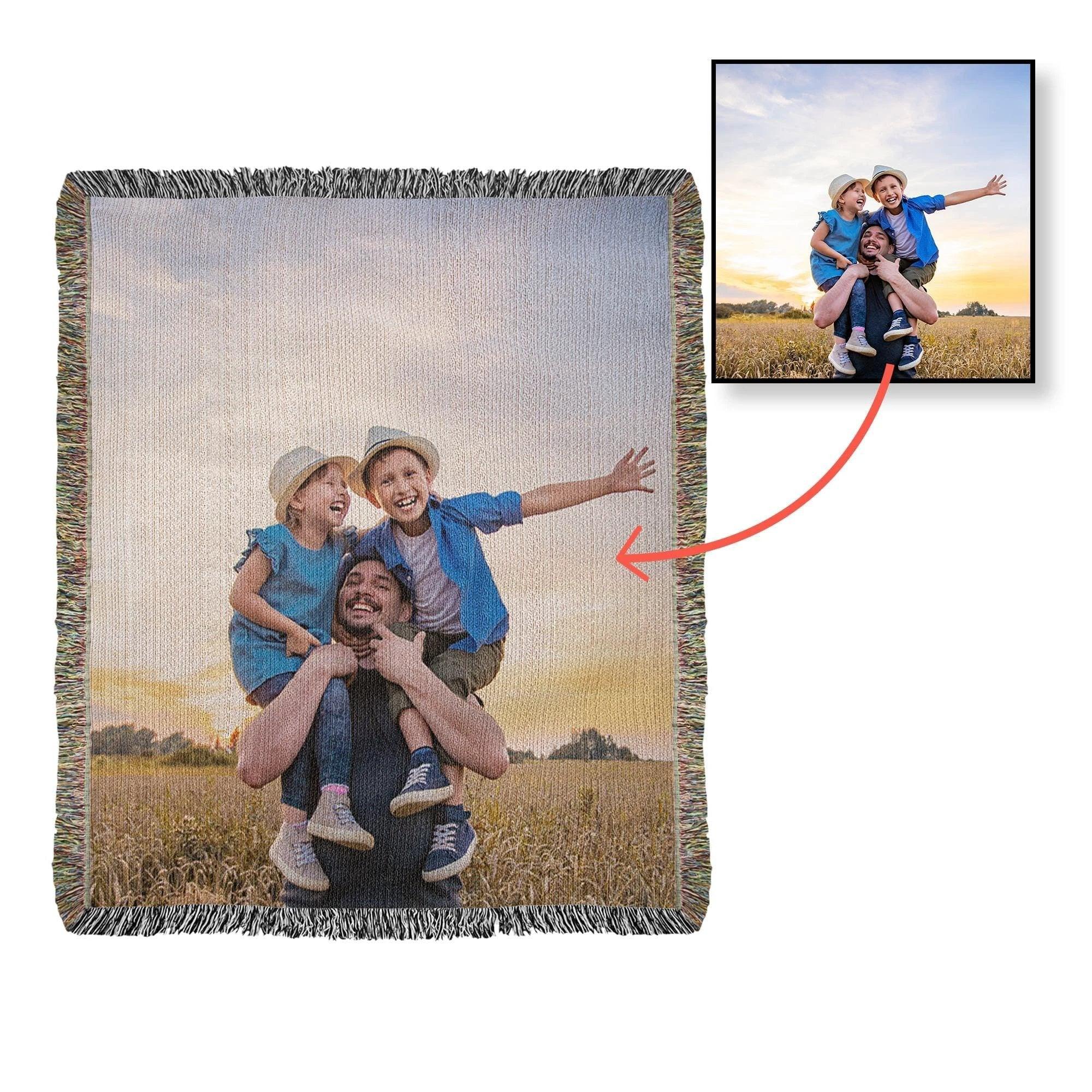 Gift for Dad, Mom, Grandparents - Personalized Photo Upload Heirloom Blanket