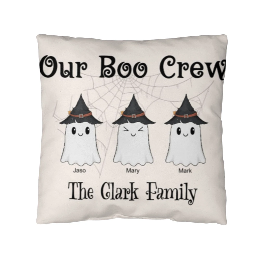 Personalized “Our Boo Crew” Halloween Pillow – Custom Family Name Ghost Pillow