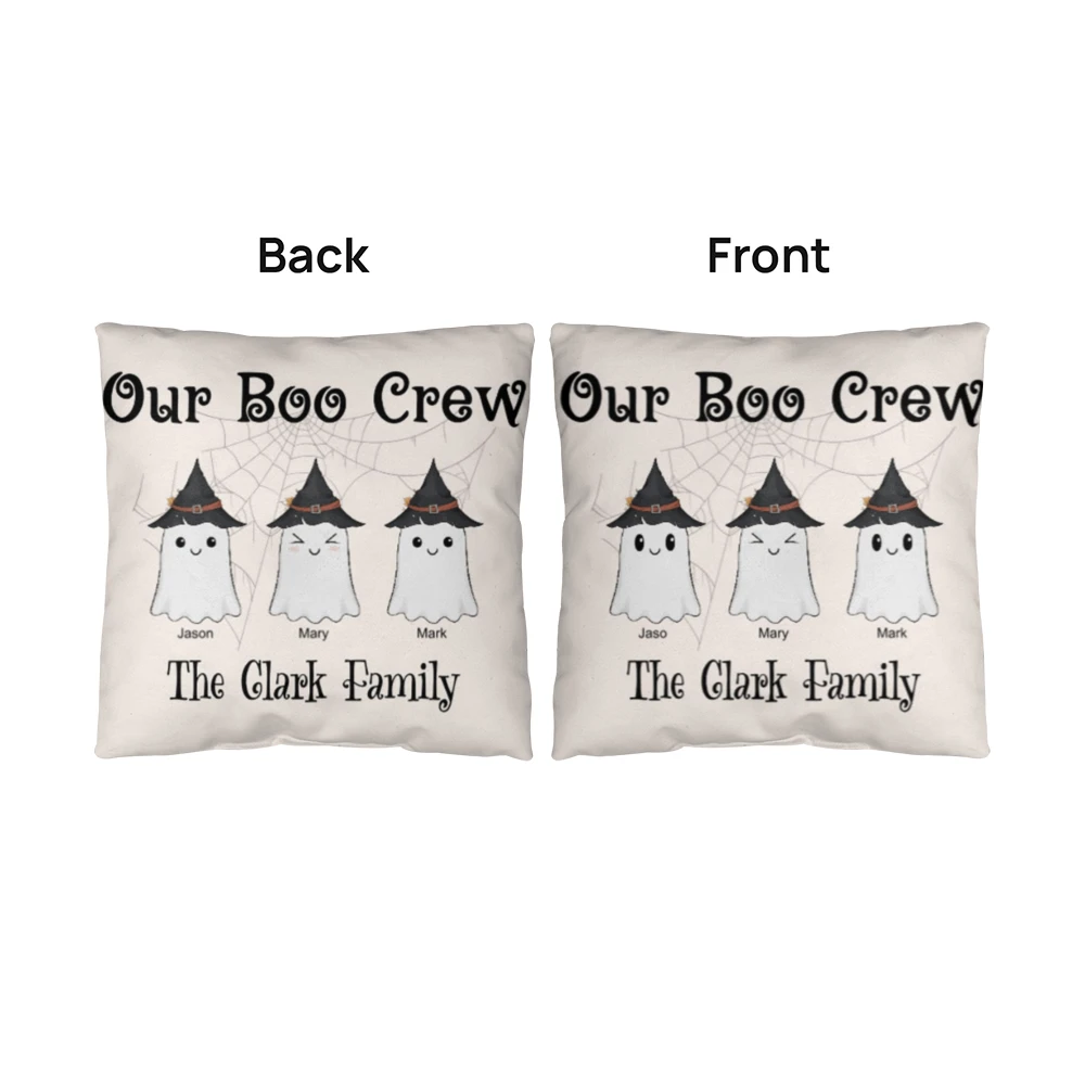Personalized “Our Boo Crew” Halloween Pillow – Custom Family Name Ghost Pillow