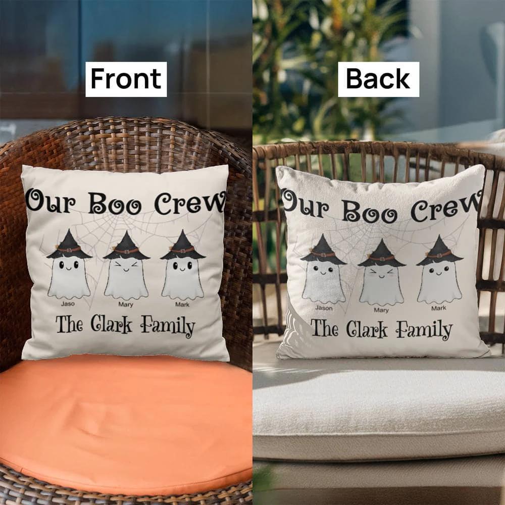 Personalized “Our Boo Crew” Halloween Pillow – Custom Family Name Ghost Pillow