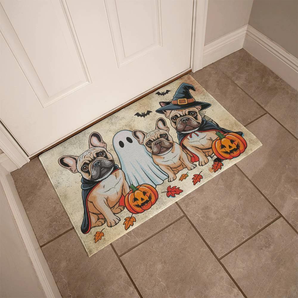 French Bulldog Halloween Doormat – Cute Spooky Dogs Welcome Mat – Funny Fall Décor for Dog Lovers