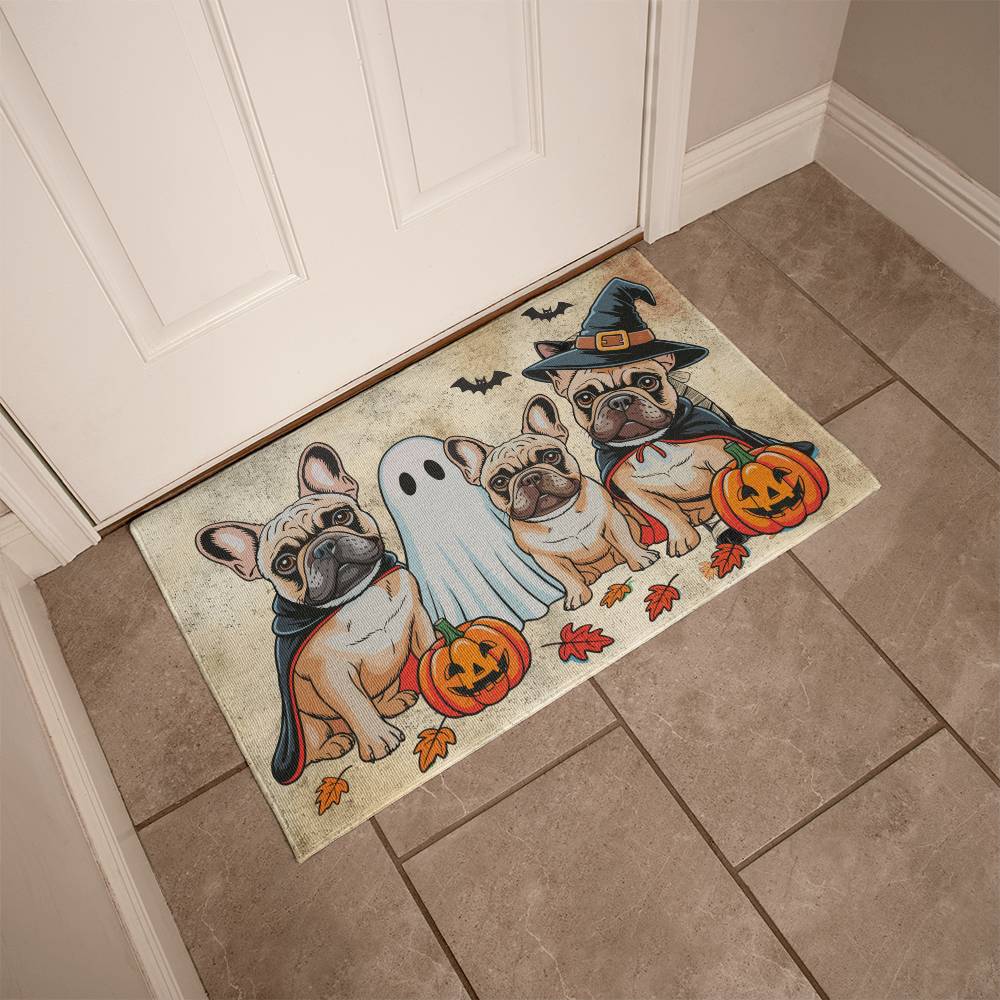 French Bulldog Halloween Doormat – Cute Spooky Dogs Welcome Mat – Funny Fall Décor for Dog Lovers