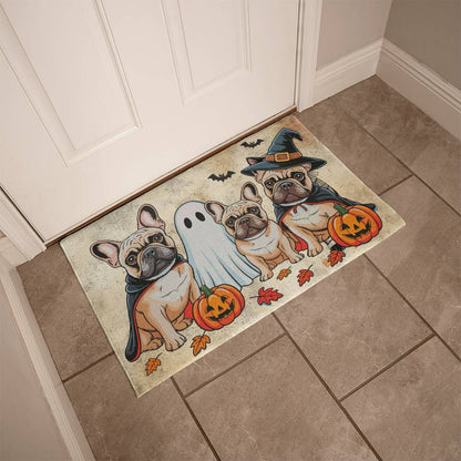 French Bulldog Halloween Doormat – Cute Spooky Dogs Welcome Mat – Funny Fall Décor for Dog Lovers
