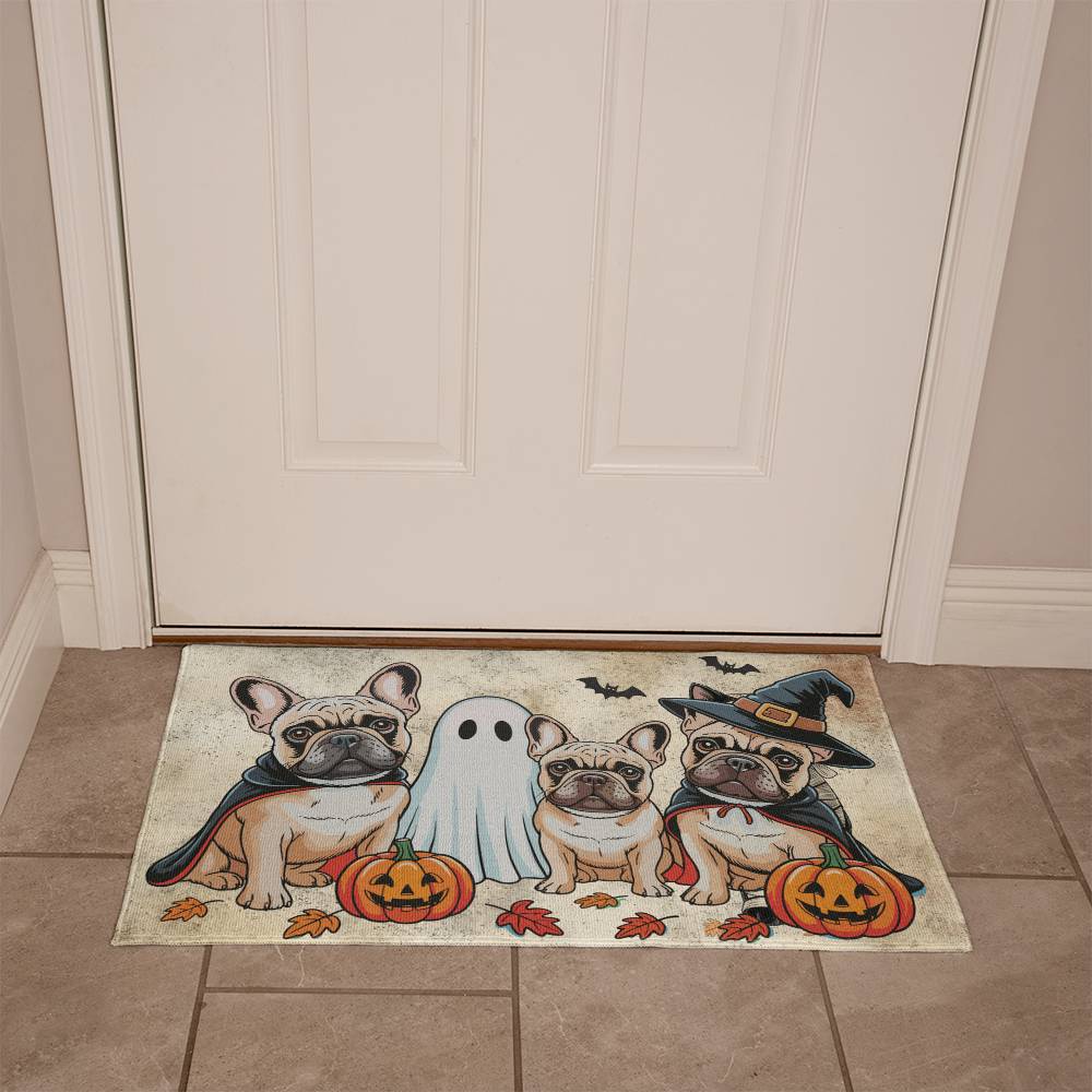 French Bulldog Halloween Doormat – Cute Spooky Dogs Welcome Mat – Funny Fall Décor for Dog Lovers