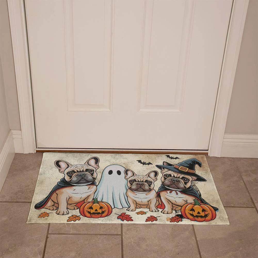 French Bulldog Halloween Doormat – Cute Spooky Dogs Welcome Mat – Funny Fall Décor for Dog Lovers