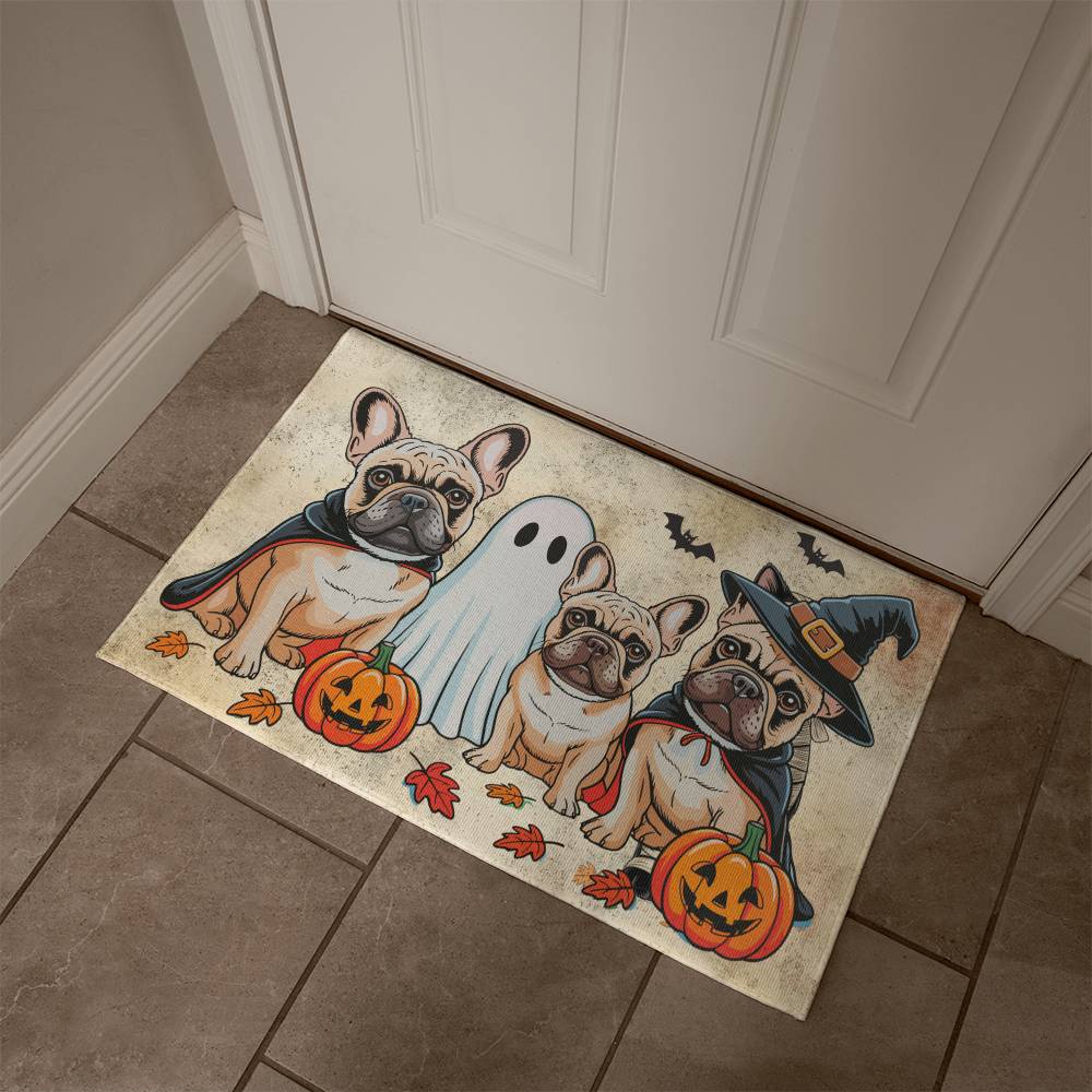 French Bulldog Halloween Doormat – Cute Spooky Dogs Welcome Mat – Funny Fall Décor for Dog Lovers