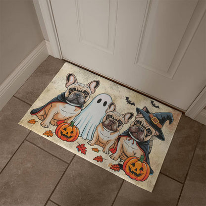 French Bulldog Halloween Doormat – Cute Spooky Dogs Welcome Mat – Funny Fall Décor for Dog Lovers