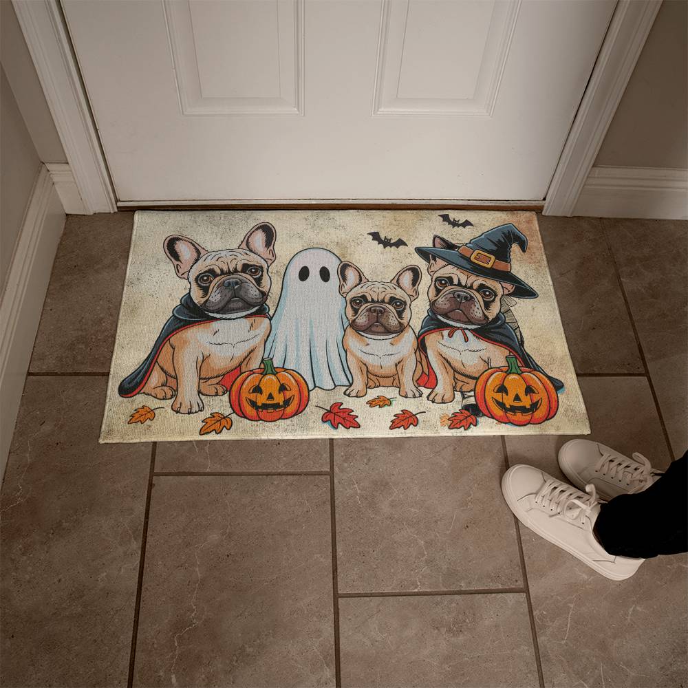French Bulldog Halloween Doormat – Cute Spooky Dogs Welcome Mat – Funny Fall Décor for Dog Lovers