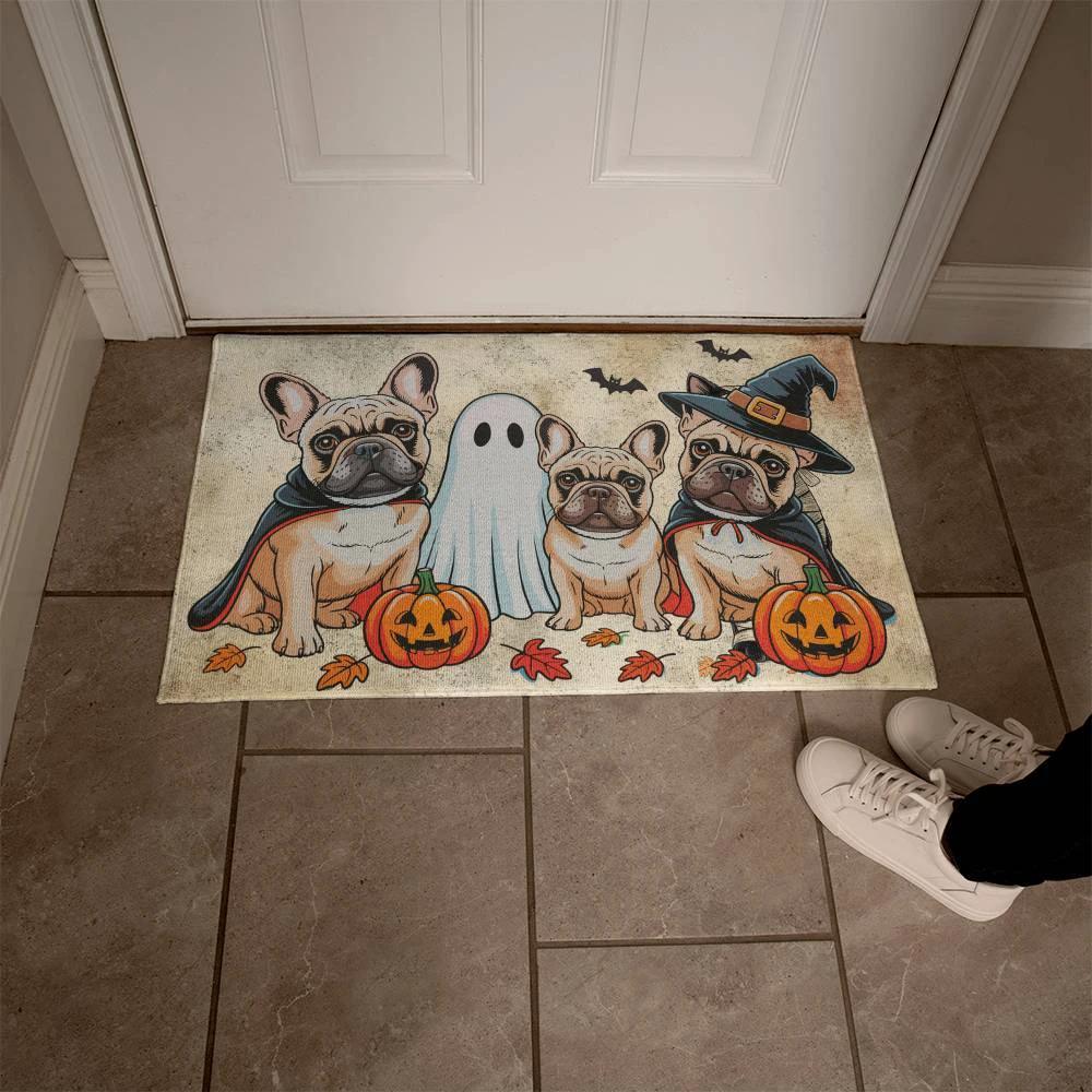 French Bulldog Halloween Doormat – Cute Spooky Dogs Welcome Mat – Funny Fall Décor for Dog Lovers