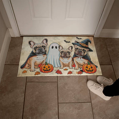 French Bulldog Halloween Doormat – Cute Spooky Dogs Welcome Mat – Funny Fall Décor for Dog Lovers