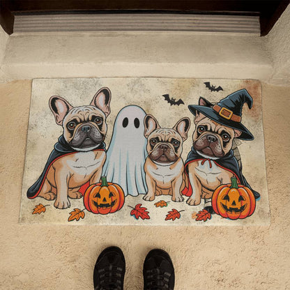 French Bulldog Halloween Doormat – Cute Spooky Dogs Welcome Mat – Funny Fall Décor for Dog Lovers