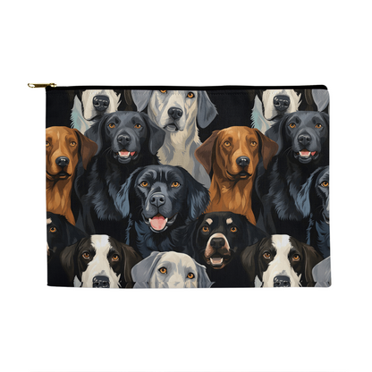 Dog Lover's Everyday Zipper Bag – Double-Sided Dog Print | 12.5" x 8.5" Durable Polyester Pouch with Optional Black or White Lining and Zipper - Mallard Moon Gift Shop