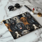 Dog Lover's Everyday Zipper Bag – Double-Sided Dog Print | 12.5" x 8.5" Durable Polyester Pouch with Optional Black or White Lining and Zipper