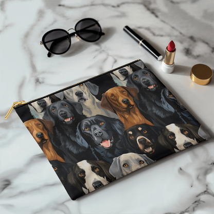 Dog Lover's Everyday Zipper Bag – Double-Sided Dog Print | 12.5" x 8.5" Durable Polyester Pouch with Optional Black or White Lining and Zipper - Mallard Moon Gift Shop