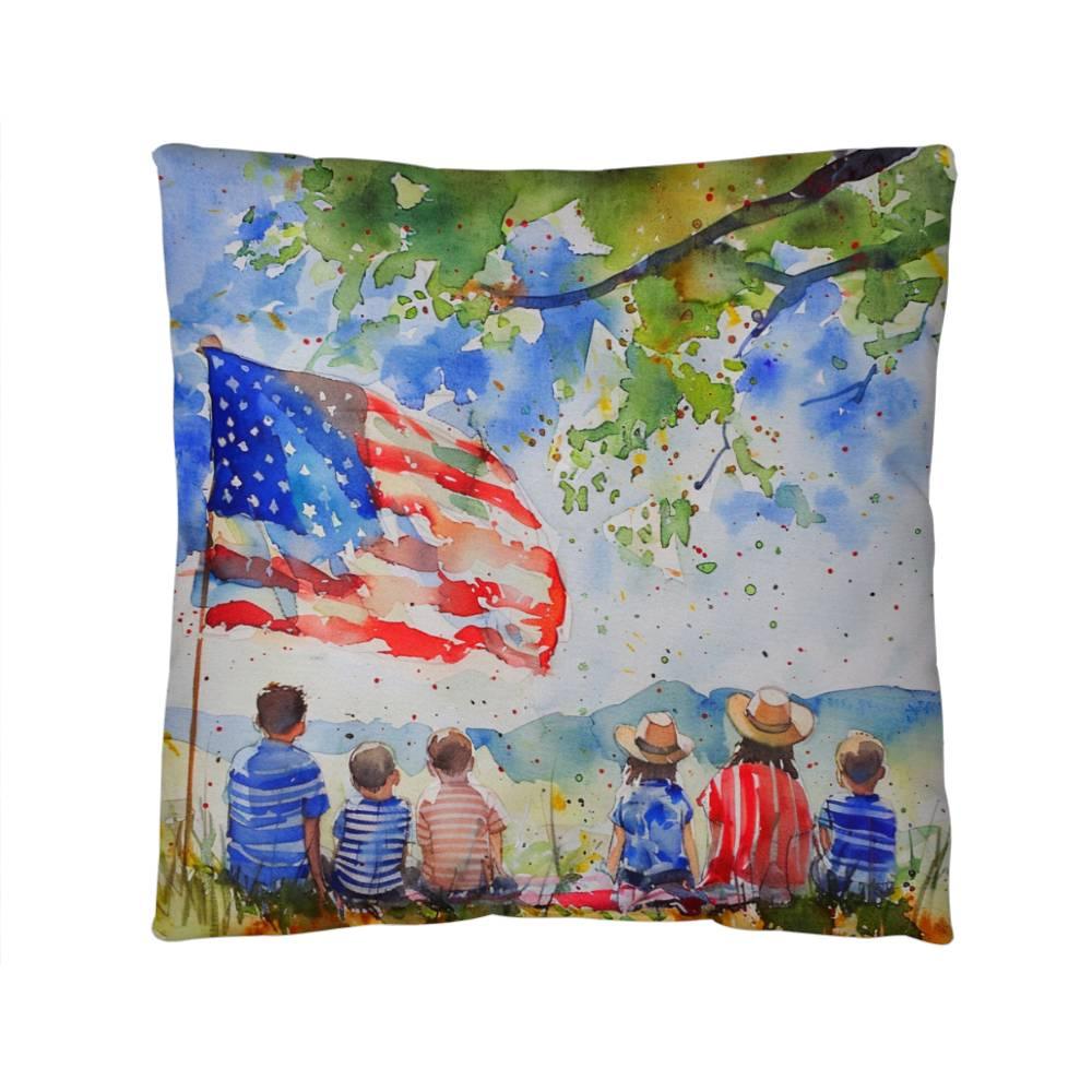 Patriotic Home Decor Waiting for Fireworks Fourth of July Indoor-Outdoor Pillow - Mallard Moon Gift Shop