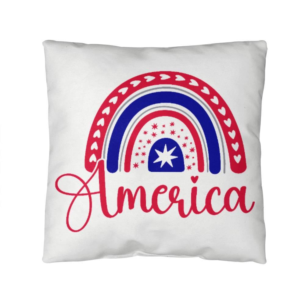 America Red White Blue Rainbow Patriotic Indoor-Outdoor Pillow - Mallard Moon Gift Shop