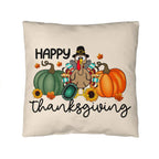 Happy Thanksgiving Turkey Pillow – Fun Fall Pumpkin & Sunflower Cushion – Indoor/Outdoor, 3 Sizes