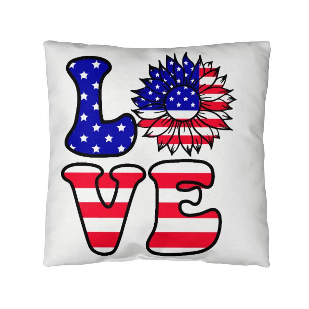 Love America Patriotic Indoor-Outdoor Pillow - Mallard Moon Gift Shop