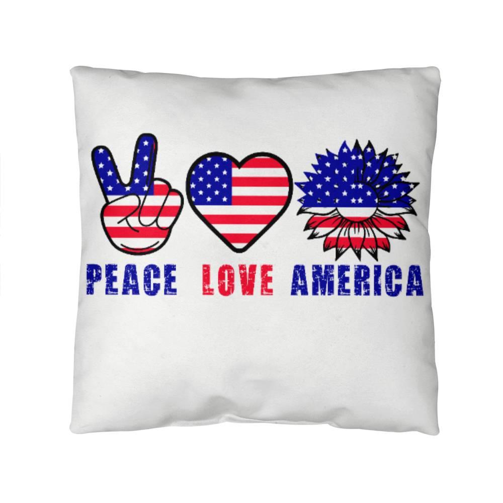 Peace Love America Patriotic Indoor-Outdoor Pillow - Mallard Moon Gift Shop