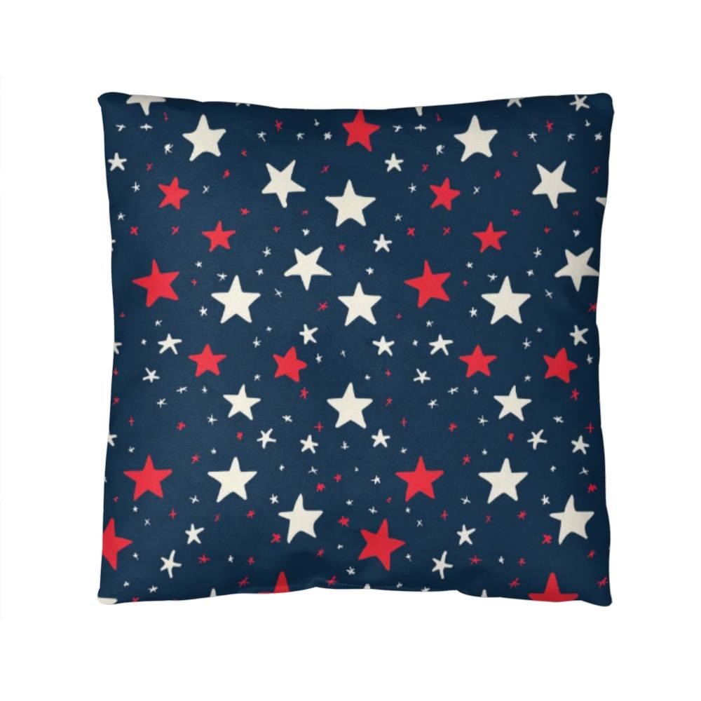 Red and White Stars on Navy Blue Patriotic Indoor-Outdoor Pillow - Mallard Moon Gift Shop