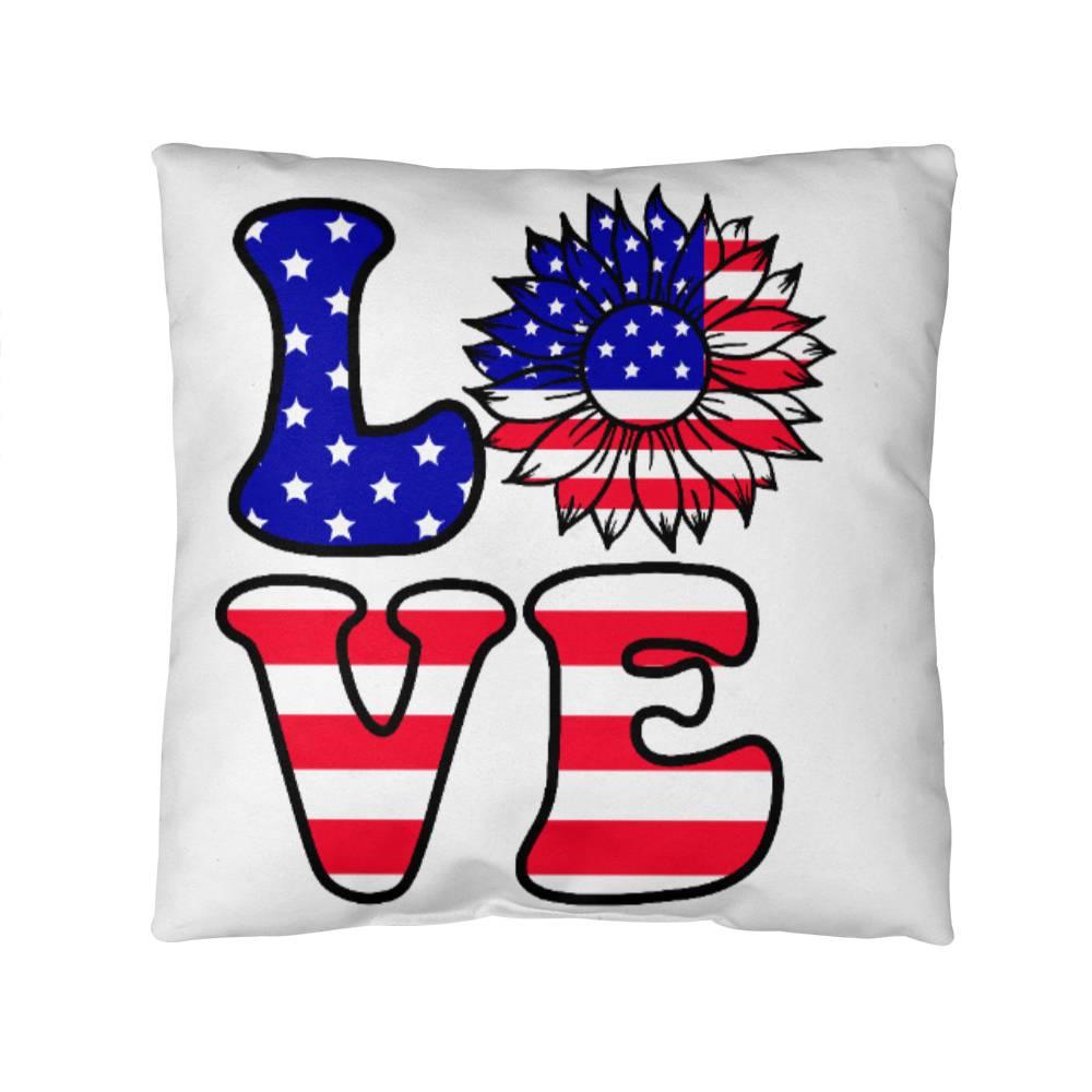 Red, White and Blue Love Patriotic Comfy Indoor-Outdoor Pillow - Mallard Moon Gift Shop