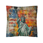 Statue of Liberty American Flag Pillow – Patriotic Indoor Outdoor Throw Pillow – USA Freedom Decor – Red White Blue Cushion – Americana Home Accent