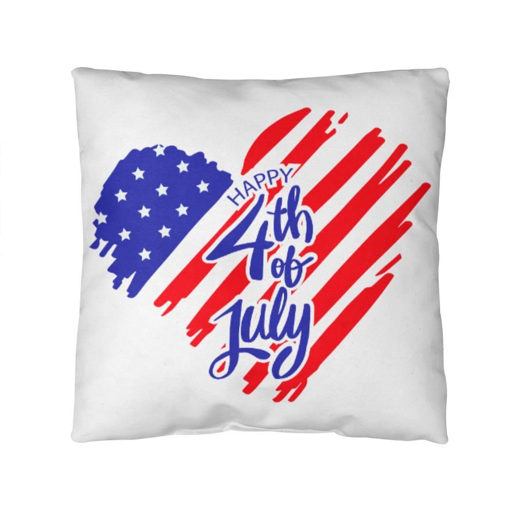 Happy 4th of July Patriotic Heart Comfy Indoor-Outdoor Pillow - Mallard Moon Gift Shop