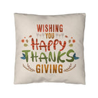 Wishing You a Happy Thanksgiving Throw Pillow – Indoor/Outdoor Fall Accent Cushion – Available in 3 Sizes