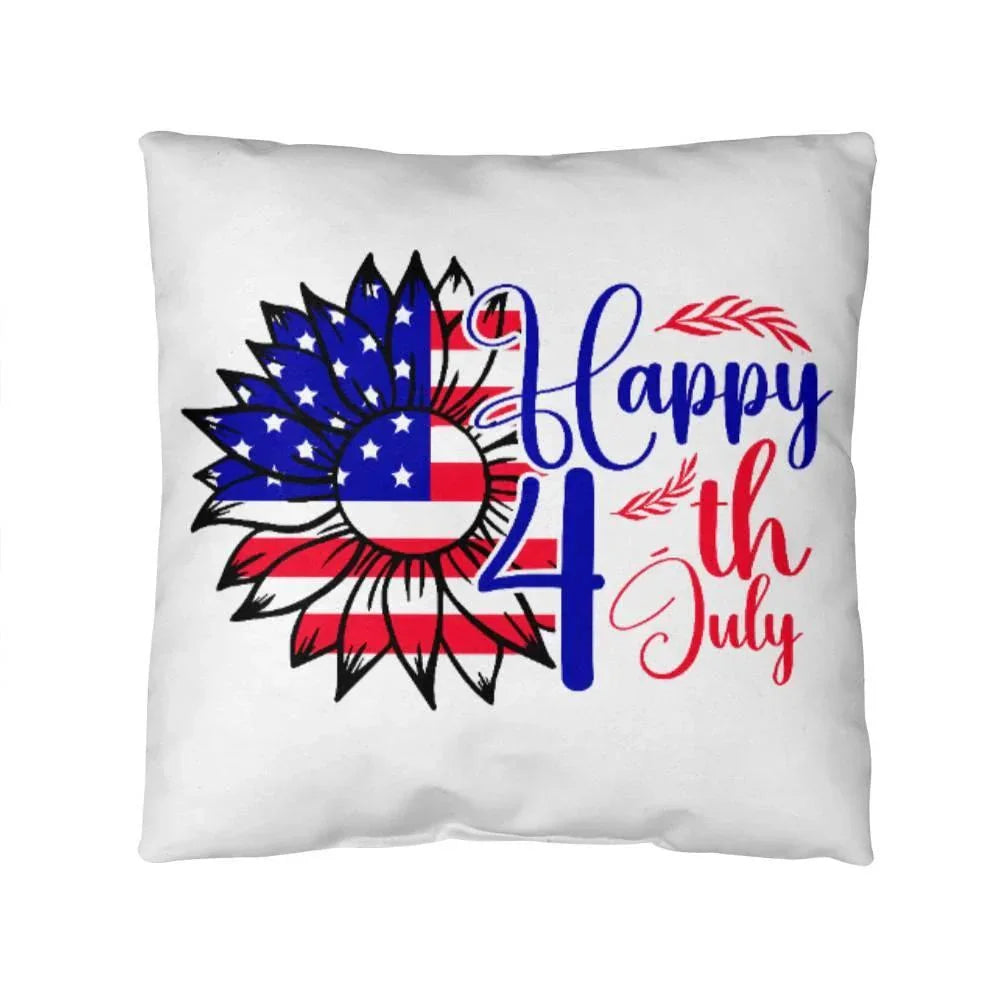 Happy 4th of July Sunflower Patriotic Comfy Indoor-Outdoor Pillow