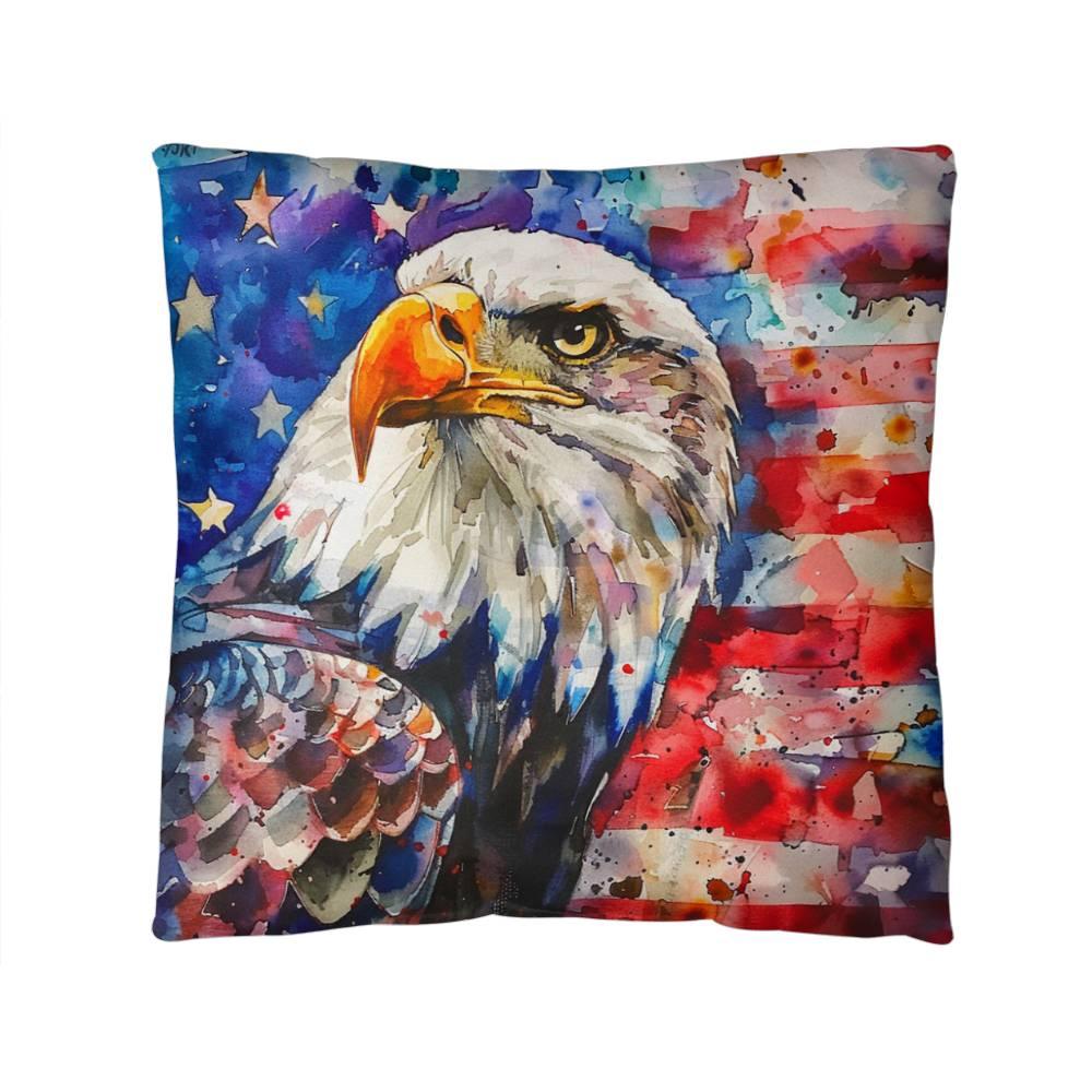 Eagle with American Flag Patriotic Indoor/Outdoor Pillow Decor - Mallard Moon Gift Shop
