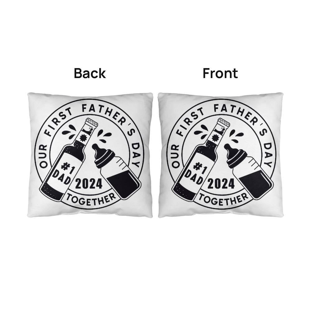 First Father's Day Drinking Buddy Comfy Indoor-Outdoor Pillow - Mallard Moon Gift Shop