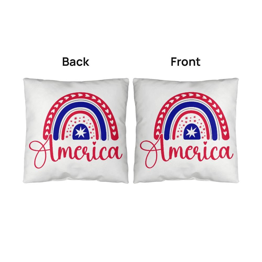 America Red White Blue Rainbow Patriotic Indoor-Outdoor Pillow - Mallard Moon Gift Shop