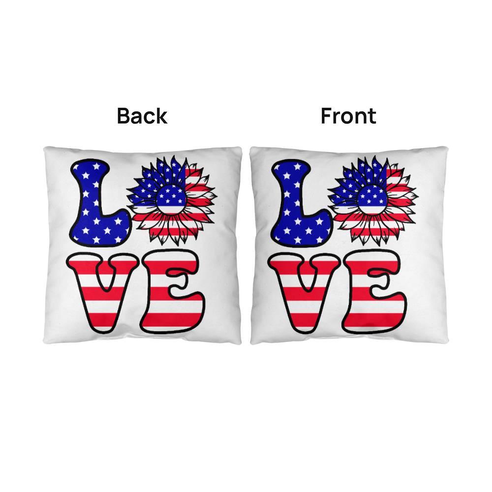 Red, White and Blue Love Patriotic Comfy Indoor-Outdoor Pillow - Mallard Moon Gift Shop