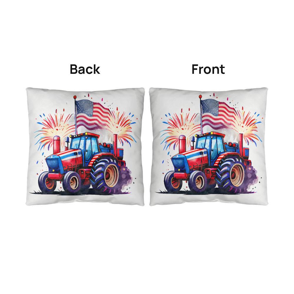 Tractor Fourth of July Parade Patriotic Indoor-Outdoor Pillow - Mallard Moon Gift Shop