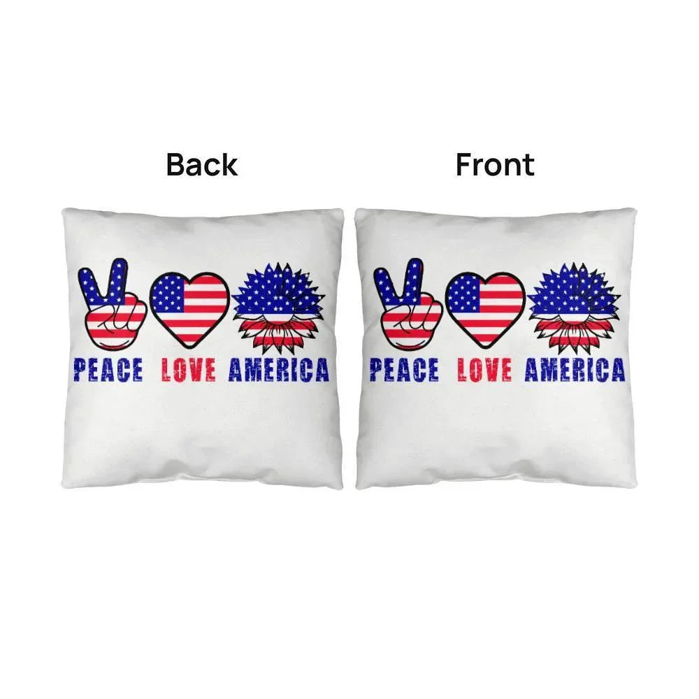 Peace Love America Patriotic Indoor-Outdoor Pillow