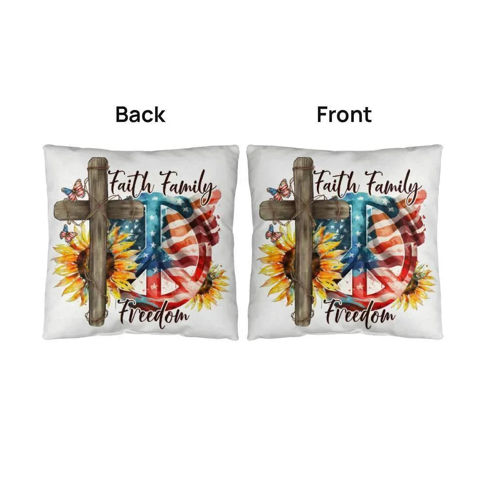 Faith Family Freedom Patriotic Indoor-Outdoor Pillow