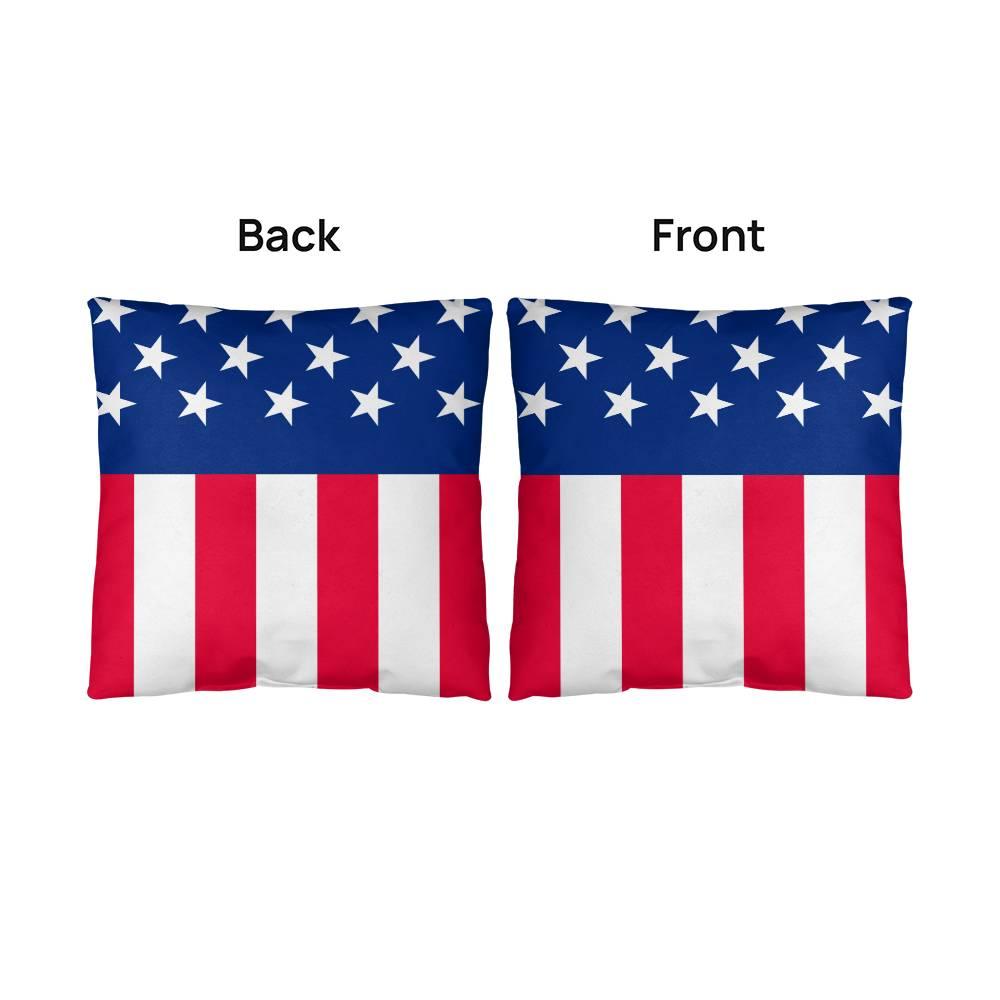American Flag Patriotic Home Decor Indoor-Outdoor Polyester Printed Pillow - Mallard Moon Gift Shop