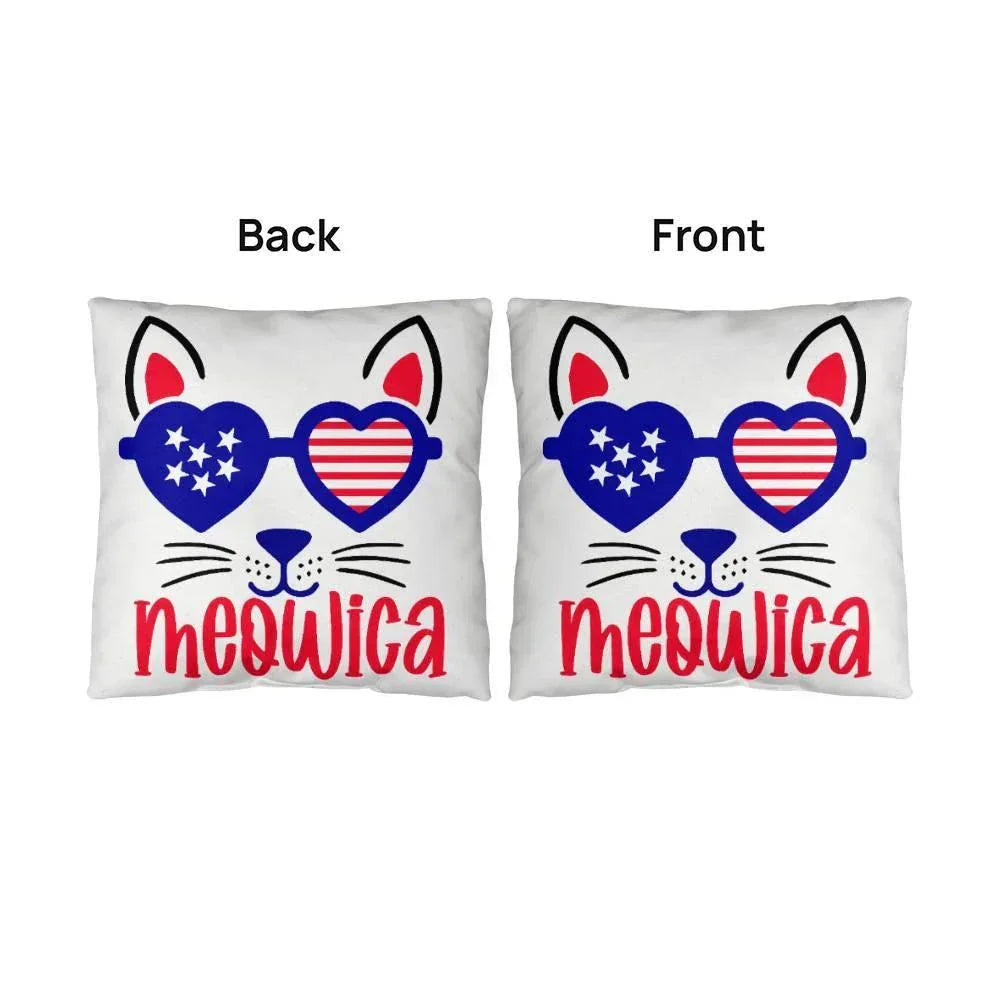 Mewoica Cat Patriotic Indoor-Outdoor Pillow
