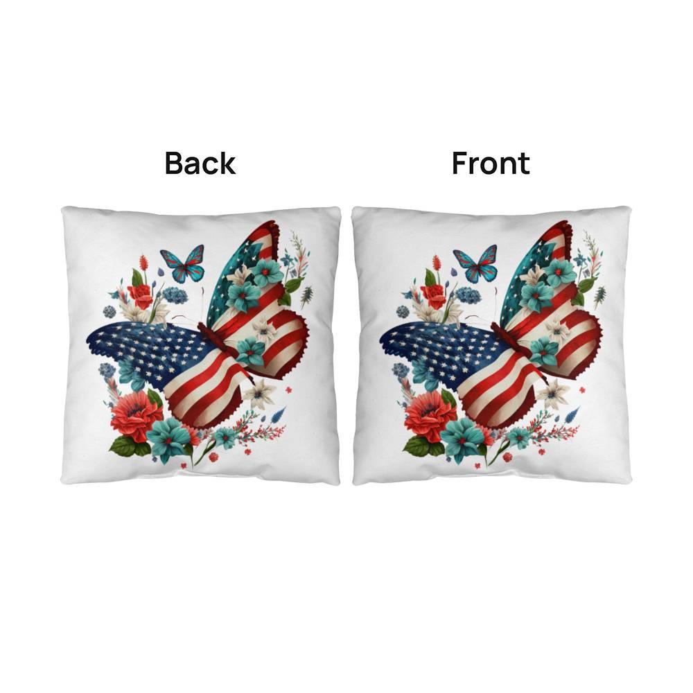 Patriotic Butterfly  Comfy Indoor-Outdoor Pillow - Mallard Moon Gift Shop