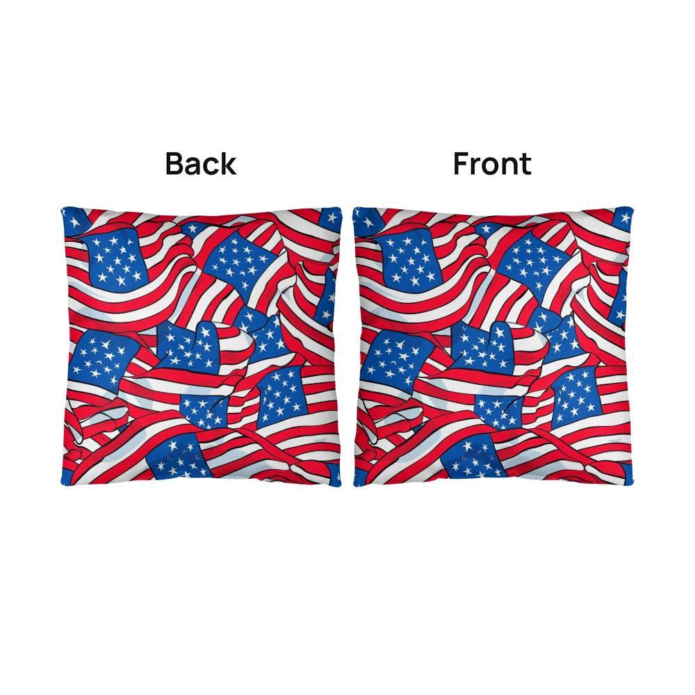 Patriotic American Flags Indoor-Outdoor Printed Pillow - Mallard Moon Gift Shop